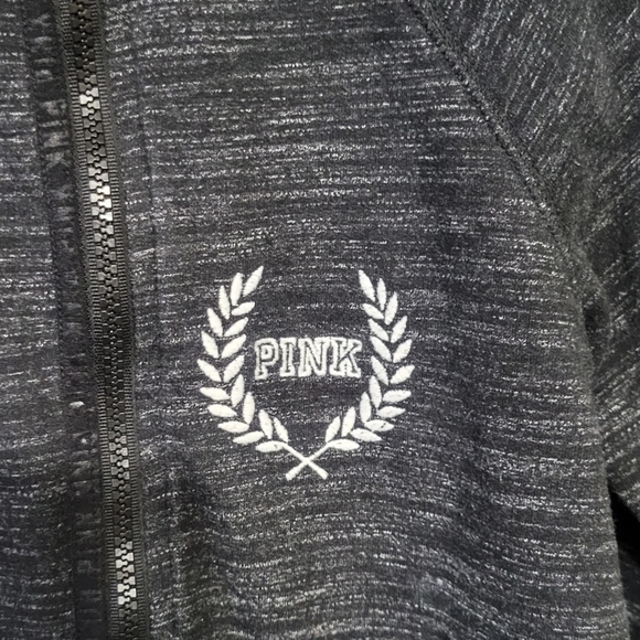 Charcoal gray/black VS PINK zip up. Zipper is slightly off center. Hi-low hem. - Picture 2 of 5
